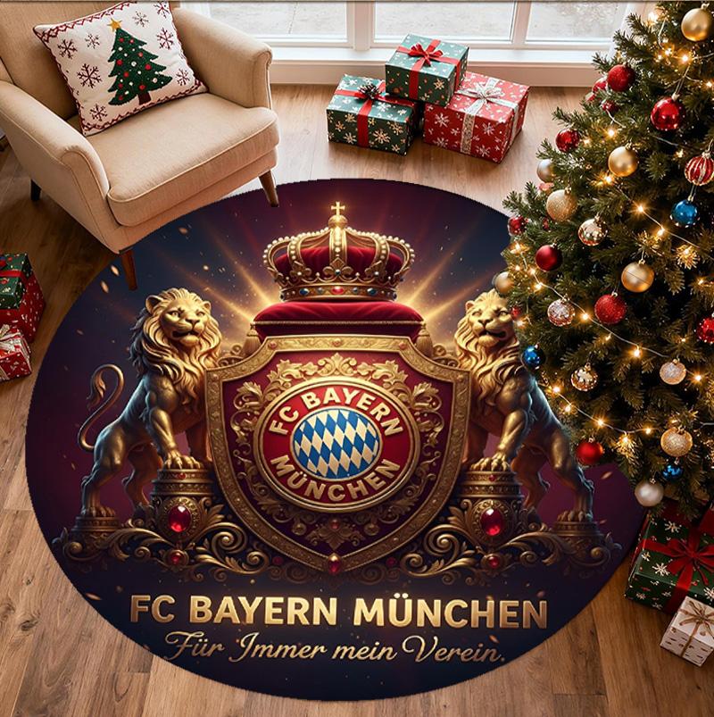 FC Bayern Pattern Round Rug, Indoor/Outdoor Mat, for Picnic, Gameroom, Bedroom, Office, Living Room, Home Decor Carpet, Birthday Gift