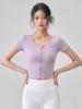 Women's No-Bra Short Sleeve Slim Fit Yoga Crop Top