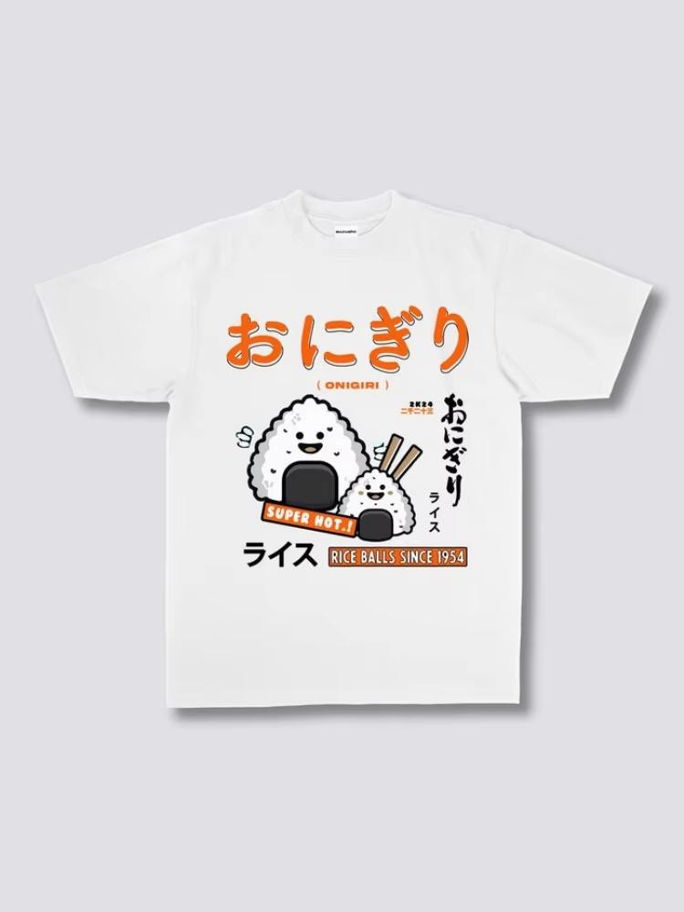 Unisex Clothing Unisex Cute Japanese Onigiri Rice Ball Graphic TShirt Summer Cotton Fashion Short Sleeve Oneck Tops Casual Loose S