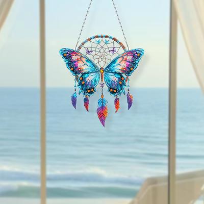 2D/Flat DIY Diamond Painting Set Rhinestone Diamond Art Window Pendants Diamond Art Pendant Window Hanging Art for Home Decor