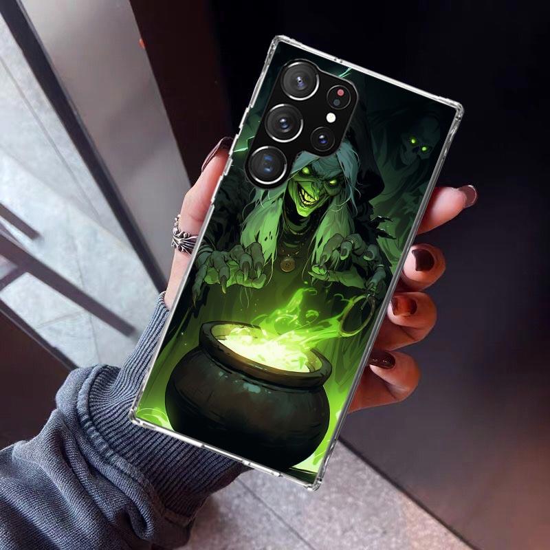 Halloween Moon Witch Horror Phone Case For Samsung Galaxy S23 S24 S25 Edge S26 Ultra S22 + S21 Plus S20 FE Cover Silicone Print