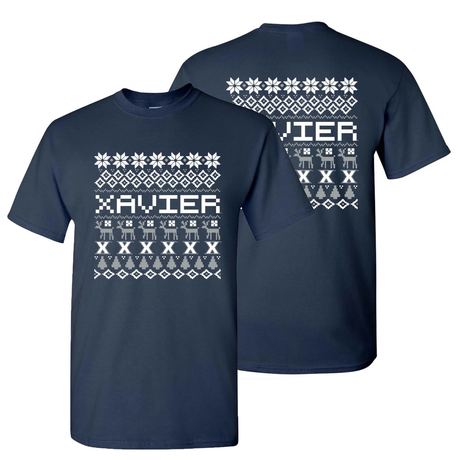 Xavier Musketeers Holiday Ugly Sweater T Shirt - Navy 3XL