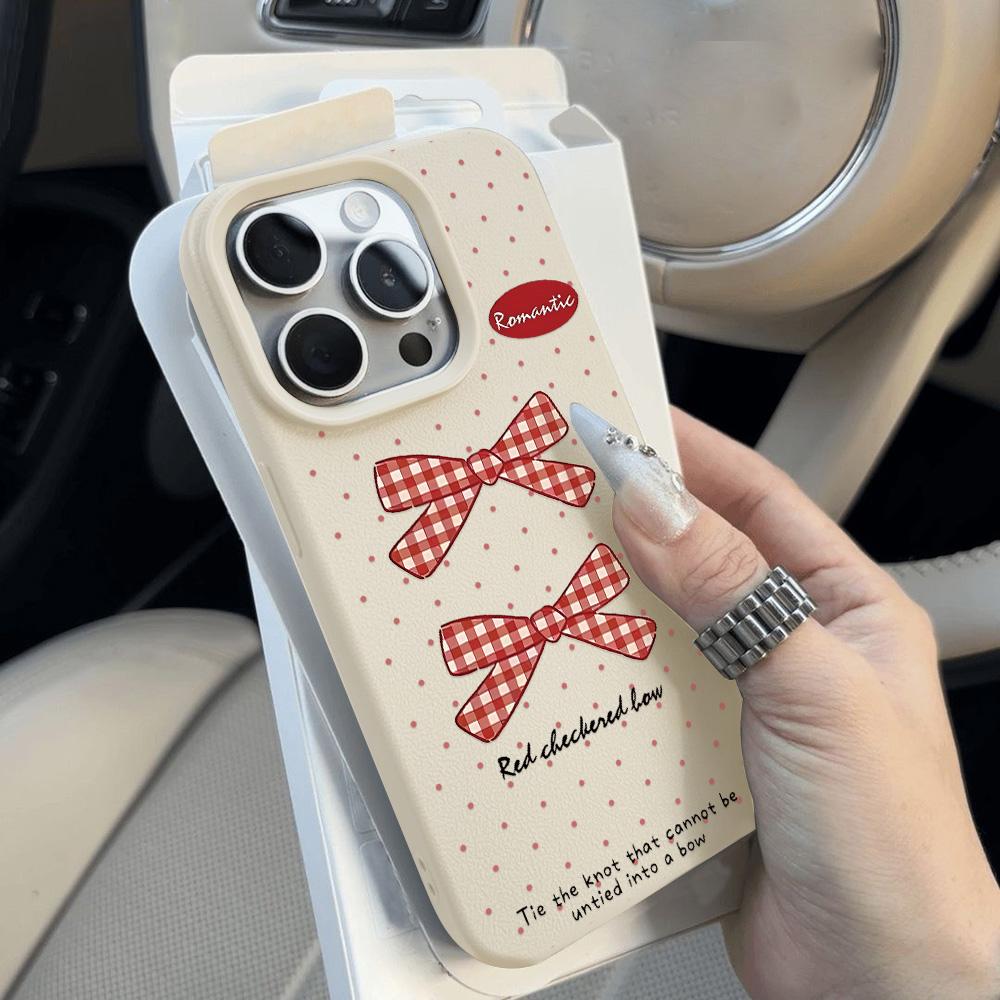 Cute Bow Silicone Leather Case For iPhone 11 Case iPhone 16 13 12 14 15 Pro Max 14 15 16 Plus Soft Shockproof Phone Cover Funda