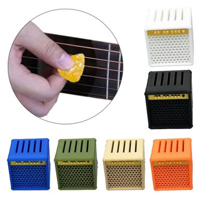 Úložný box na trsátka Retro design zesilovače Držák na trsátka Organizér na trsátka Pojme 5 trsátek Stojan na vystavení Dárek pro hudebníky Kytaristy