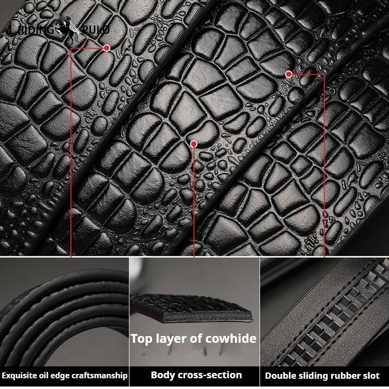 Crocodile Leather Men's Belt Automatic Business Casual Belt Belt High-grade First Layer Cowhide Fashion Belt