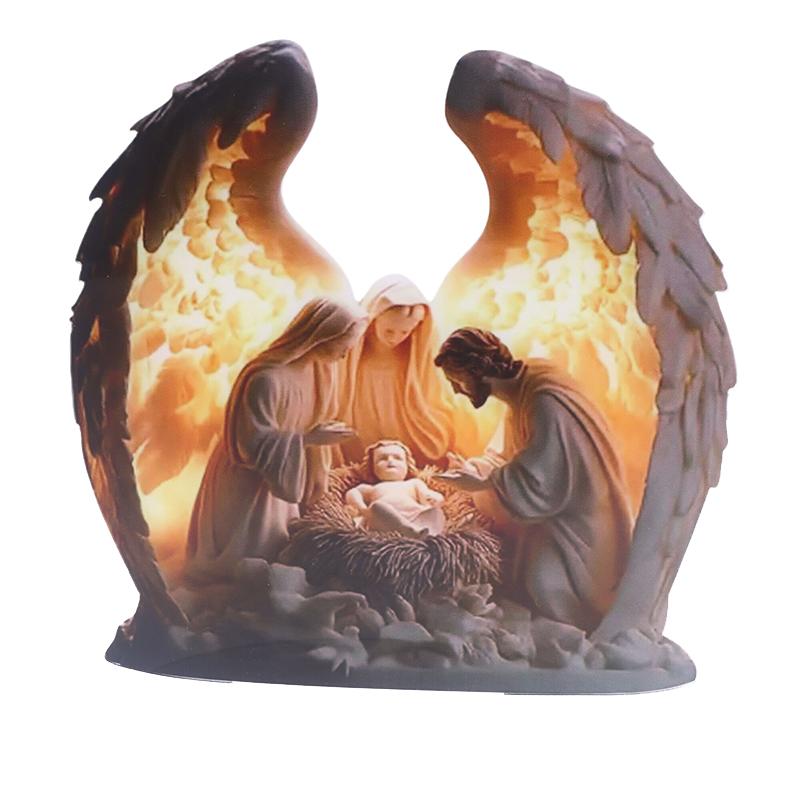 Statua Natività di Natale Figura da Collezione Statua Decorativa Elemento Centrale Sacra Famiglia Segno Acrilico Per Camino Natale
