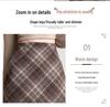 Women's Retro Wool Plaid A-line Skirt - High Waist, Slimming, Anti-exposure, Hip-hugging, Short Korean Style for Autumn/Winter