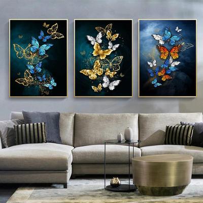 Nordic Style Color Butterfly Canvas Painting Abstract Animals Artwork Posters and Prints Wall Art Pictures for Living Room Decor