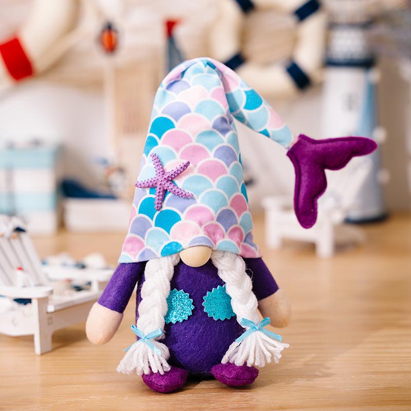 Cute Mermaid Summer Gnome Plush Dolls With Soft Fabric Tail Ideal For Seasonal Decoration