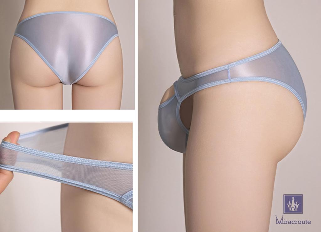 Perforated Play Underwear Front Open Cock Ring Panties Erotic Bikini Full Back Pants Strapon [Miracroute] Men's See-Through (XL, Pink)