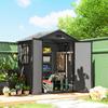 6'x4.5' Garden Storage Shed, Lockable Garden Shed with Double Doors, Window, Vent and Plastic Roof, Dark Grey