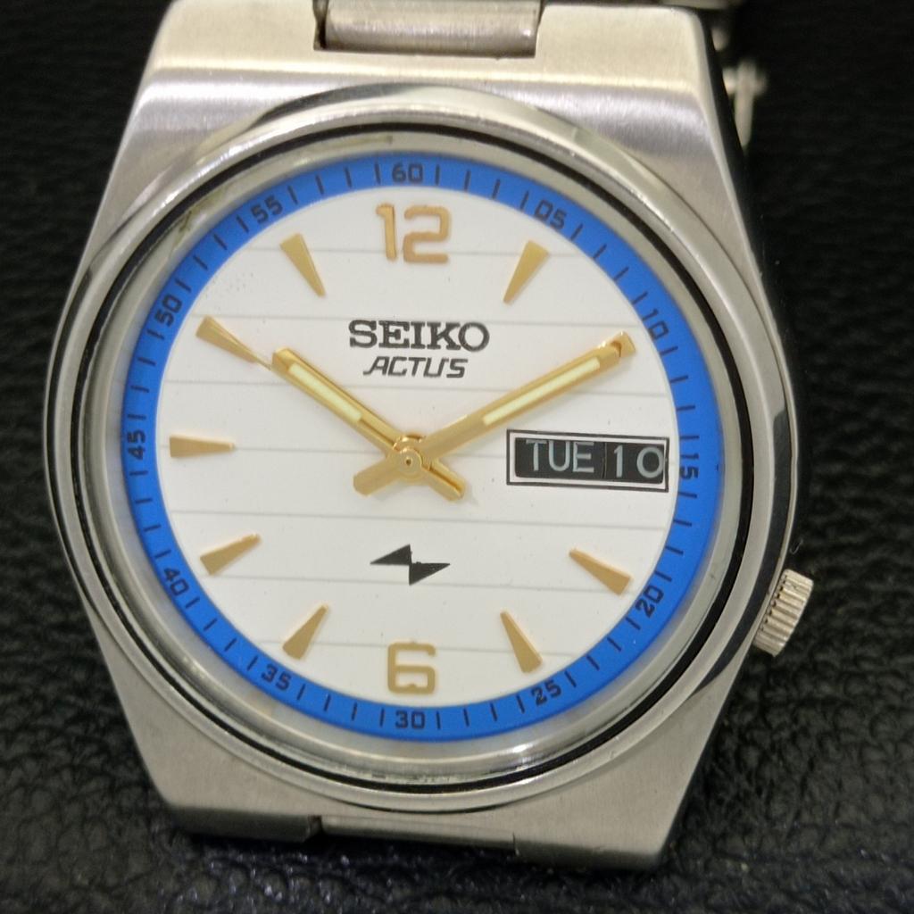 UŻYWANY ORYGINALNY VINTAGE SEIKO ACTUS AUTOMATYCZNY JAPOŃSKI MĘSKI Z BIAŁĄ TARCZĄ Zegarek a433260-2 R115-a433260