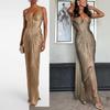 New Pleated Bronzing Lace-up Dress, Casual Party Split-ended Women's Dress Dress Dress
