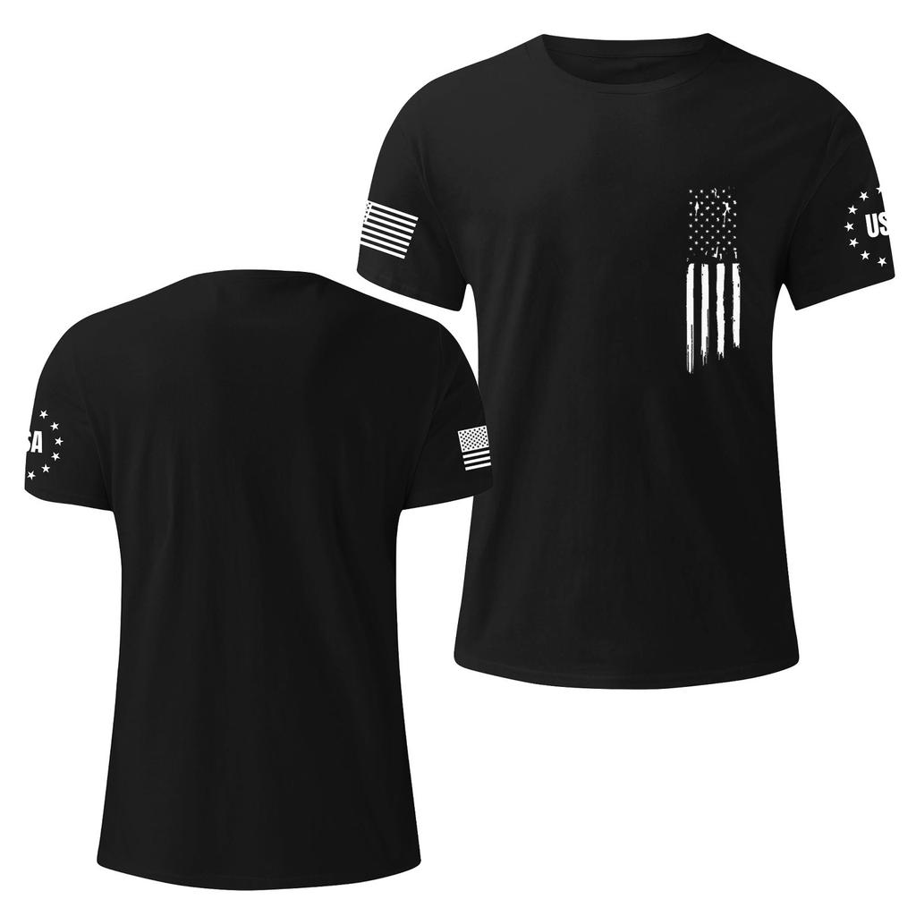 Pánské módní ležérní tričko s krátkým rukávem a kulatým výstřihem s potiskem Dne nezávislosti