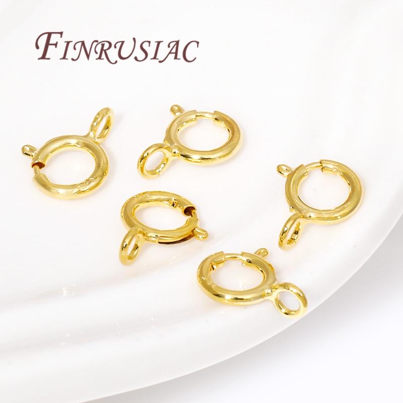5/10PCS 925 Sterling Silver Spring Ring Clasps For Jewelry Making DIY 18K Gold Plated Necklace Clasp Connectors Accessories
