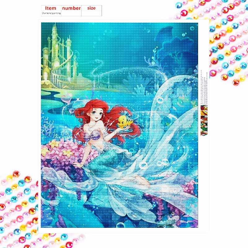 Disney Diamond Painting 5D Handmade DIY Ariel Diamond Stickers Home Room Decorations Gifts