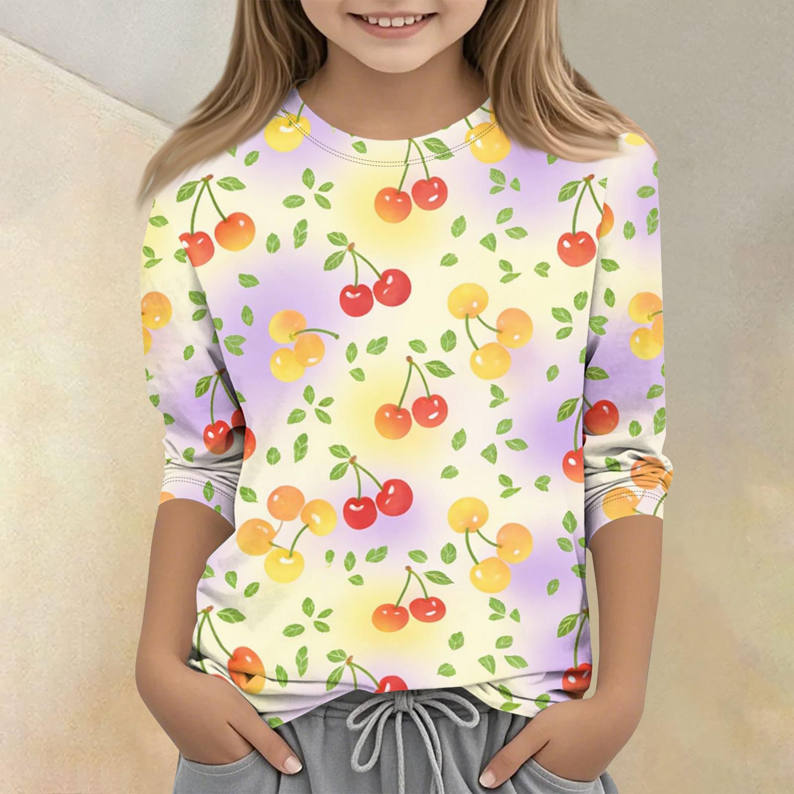 

Children s Printed Round Neck Seven Quarter Sleeve Casual T-shirt 160 жовтий