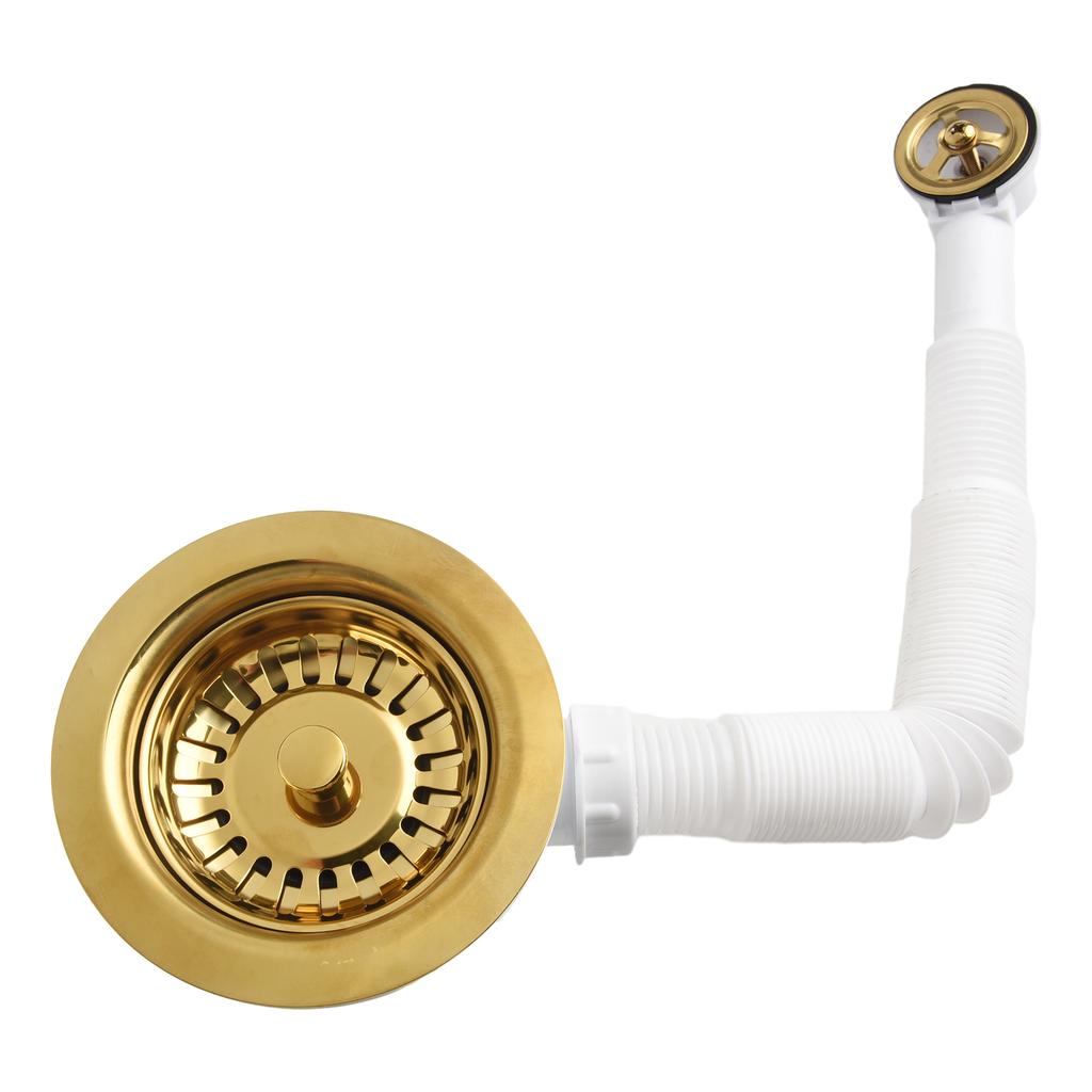 Reliable Drain Sink Downcomer Strainer 114MM Durability Functionality Gold-Plated Lightweight Overflow Prevention