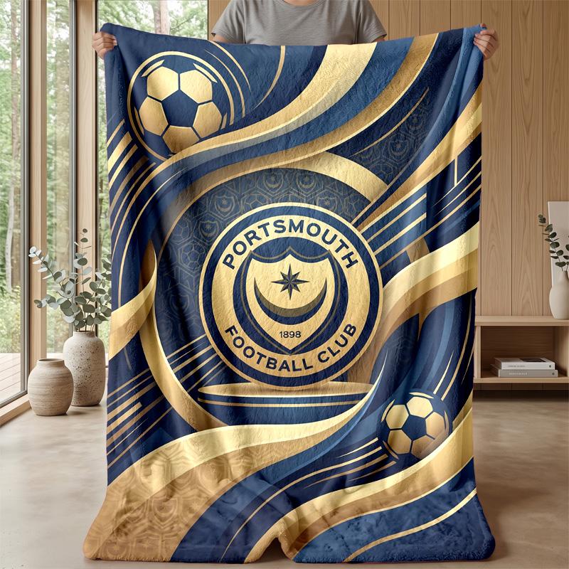 Coperta Morbida in Pile Flanella Portsmouth FC Leggera Accogliente Calda Coperta da Lancio per Divano Letto Decorazione Casa