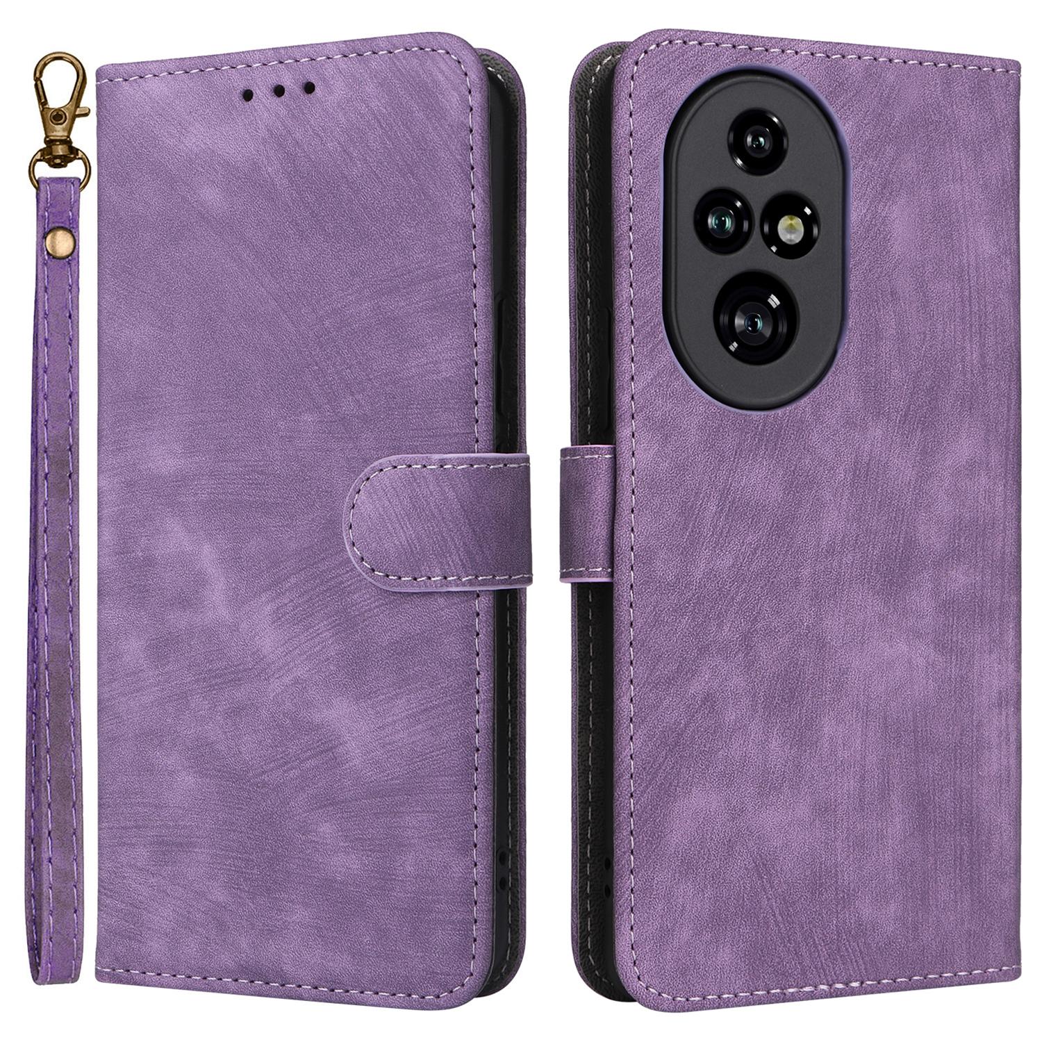 

For Honor 200 Pro 5G Case Leather RFID Blocking Card Slot Folio Phone Cover Purple