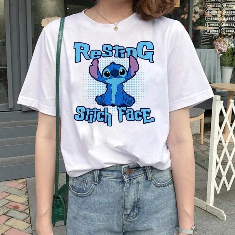 Funny Kawaii Shirt Disney Lilo Stitch Cartoon T Shirt Stitch Cute Manga T-shirt Y2k Graphic Tshirt Top Tee Clothes
