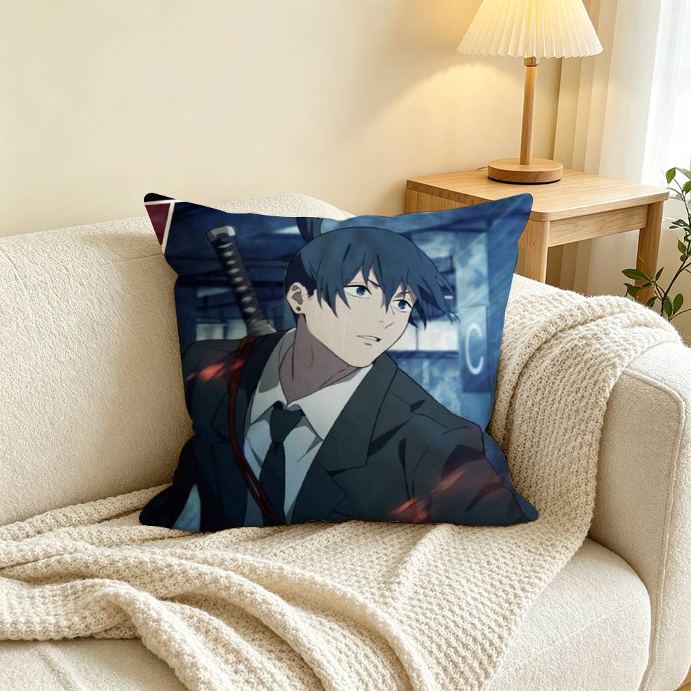 C-Chainsaw Man Aki Hayakawa Pillow Case Square Double-Sided Sofa Cushion Cover Bedroom Bedside Pillow