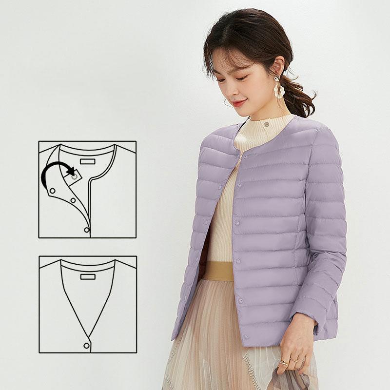

2026 Autumn Winter Down Jacket Women Slim Thin Light 90% White Duck Down Coat Parkas Ladies Long Sleeve Large Size Warm Outwears 4XL світло-фіолетового кольору