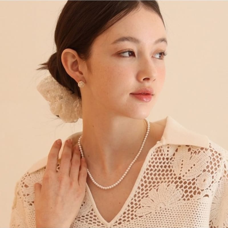 Dana Burton [925 Silver] Charlotte Glass Pearl Necklace_4mm Pearl