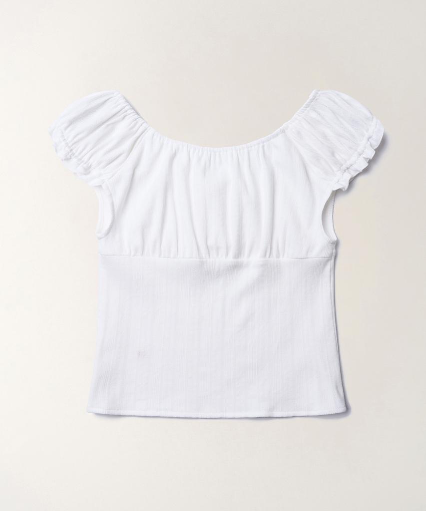 Tudument Eyelet Off-Shoulder T-Shirt_Ivory