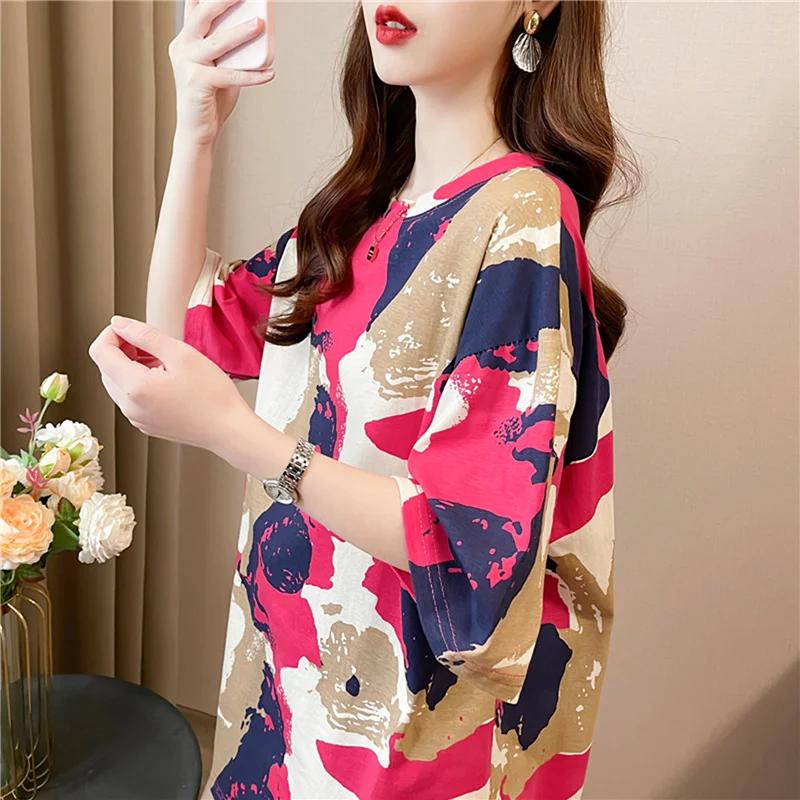 

летняя винтажная футболка с принтом Мода Женская Оверсайз Графические Длинные Футболки Y2k Топы Харадзюку хип-хоп Уличная одежда молодежная M