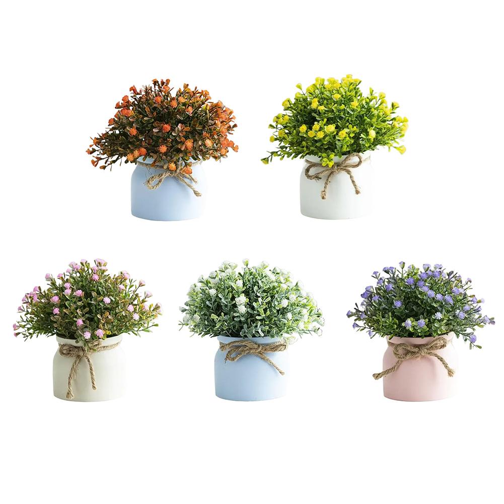 Colorful Faux Plants Artificial Potted Flowers Compact Size Maintenance-Free Indoor Decoration For Living Room