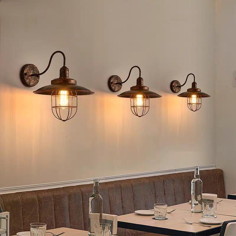 Retro Industrial Outdoor Wall Lamp - Iron Art for Hallway, Corridor, Balcony, or Restaurant