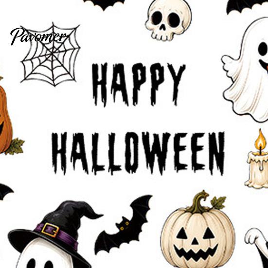 Decorative Window Film 6 Sheets Halloween Clings, Spooky Ghost Pumpkin Bat Removable Wall Decal Sticker, Reusable Static Glass Decals for Holiday