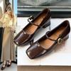 Niche belt buckle square head Mary Jane shoes spring new French retro single shoes high heels