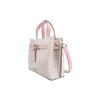 Michael Kors MK Emilia Monogram Color Block Logo Zipper Square Polyester Shoulder Crossbody Tote Bag Small Women Bags Pink White 35H0GU5S1B-7183