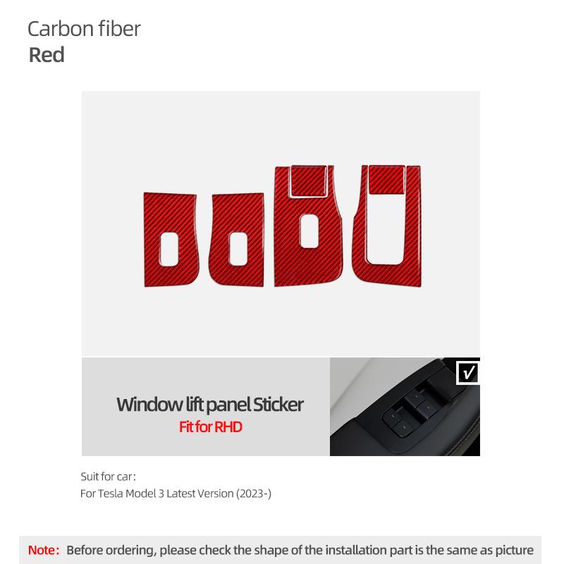 For Tesla 2019- Model 3 Highland Model Y Juniper Carbon Fiber Window Lift Panel Trim Sticker Car Interior Tuning Accessories