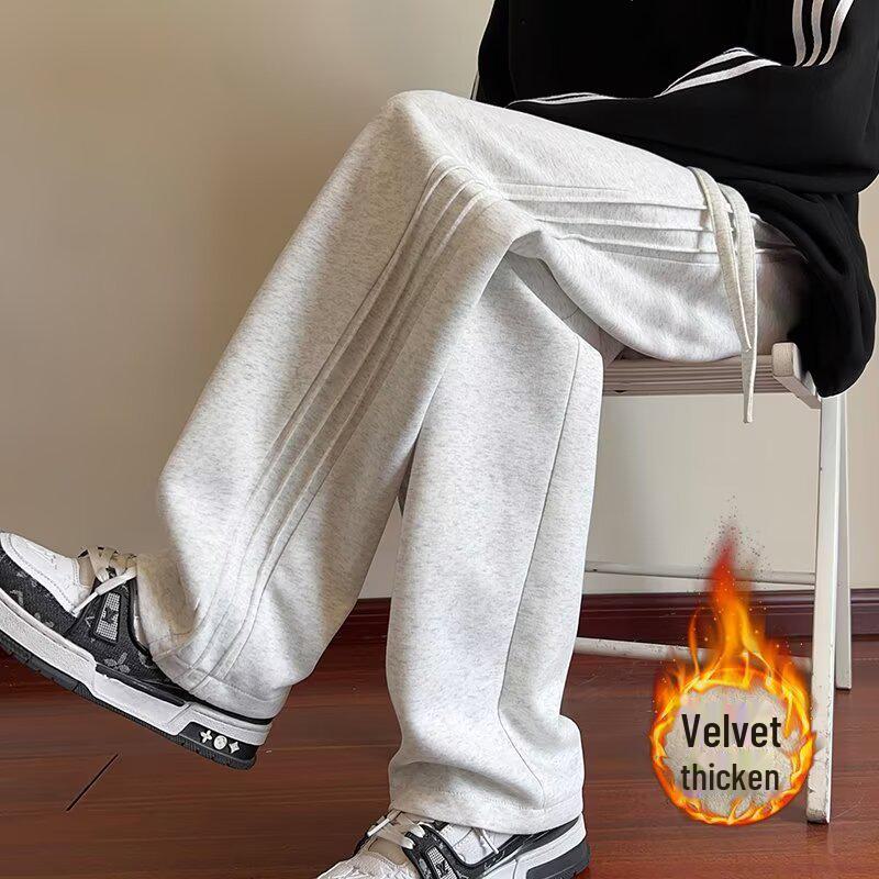 

Мужские спортивные штаны American Retro Grey Wide-Leg — модные, свободного кроя, подходят для повседневной носки весной и осенью M