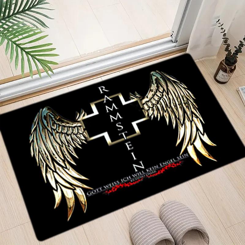 1 Stück Rammstein-Thema Gedruckter rechteckiger Teppich, Fußmatte für Zuhause, Outdoor-Reiseschutzteppich A4