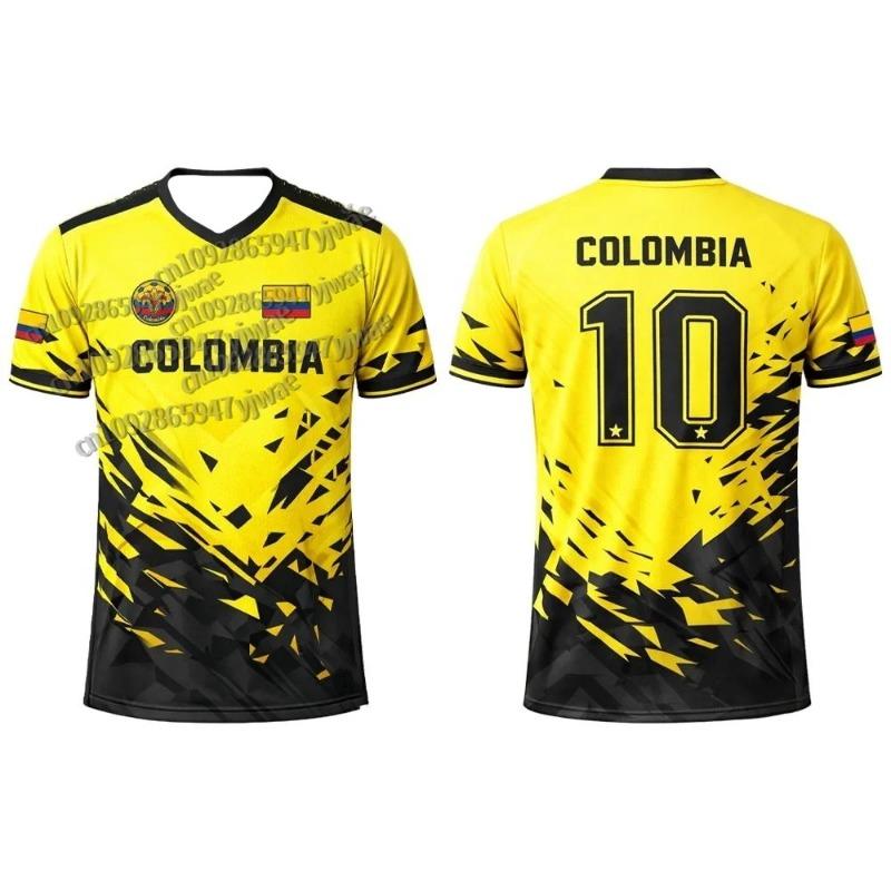 Kolumbien Flagge 3D Gedrucktes Trikot Herren Outdoor Sport Atmungsaktiv Kurzarm Fußball Trainingsshirt Unisex Lässiges V-Ausschnitt T-Shirt