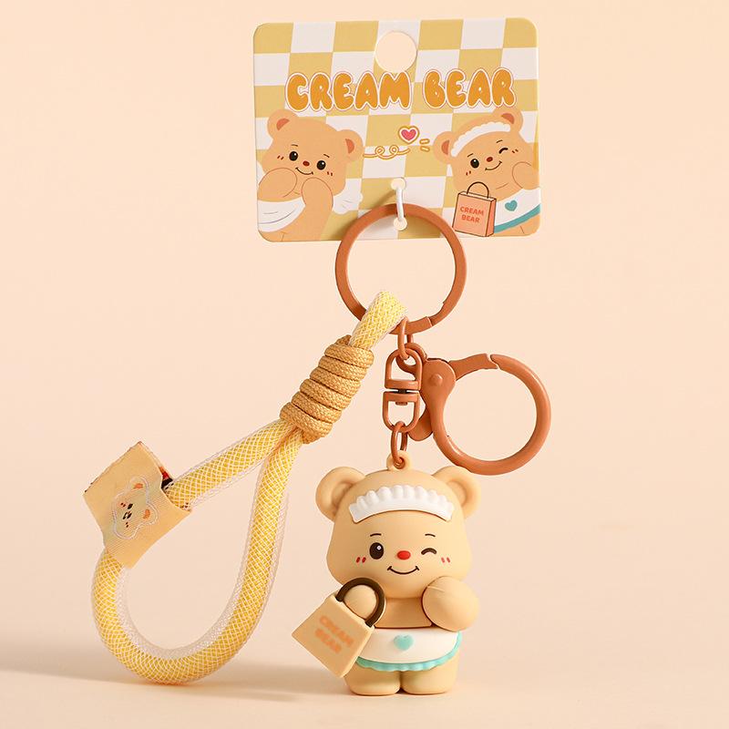 Graceful Genuine Creative Cartoon Butter Bear Doll Pendant Couple Keychain Couple Bag Pendant Small Gifts