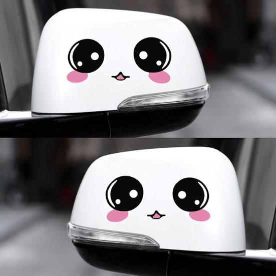 Funny Smiling Face Mirror Stickers Car Rearview Auto Vehicle Decoration Decals