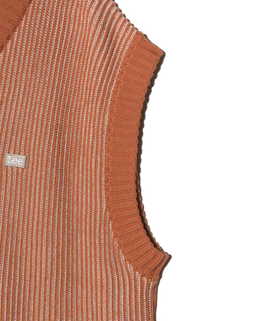 LEE Oversized Two-Tone Knit Vest Coral