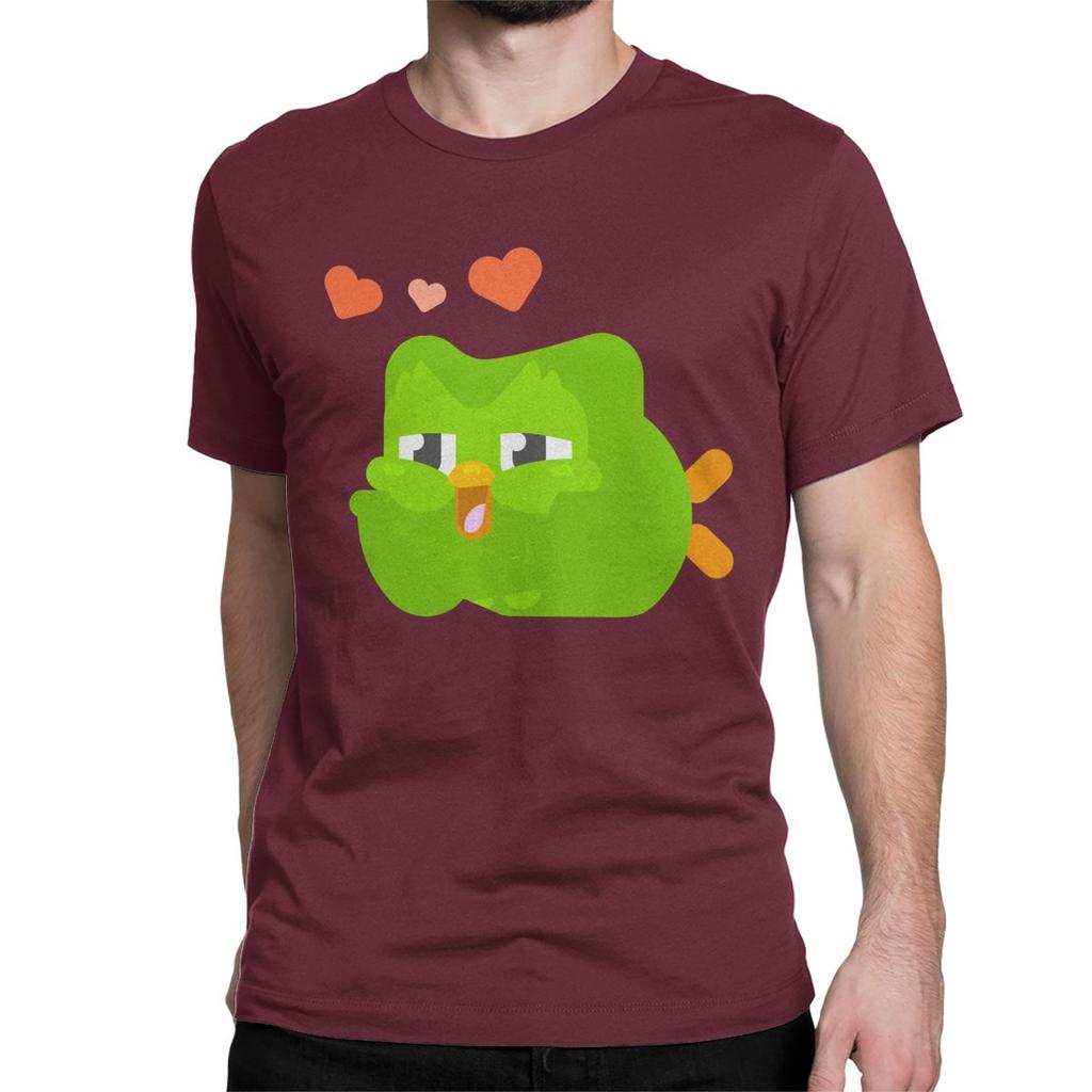 Pánské Dámské Roztomilé Trička Duolingo Kreslená Sova Bavlněná Tílka Módní Tričko s Krátkým Rukávem a Kulatým Výstřihem Párty Tričko