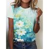 Daily Comfort Versatile Flower Print Women's Top Short Sleeve Fashion Loose T-Shirts Women’s