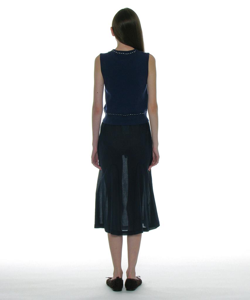 PARTIMENTO WOMEN Studded Knit Sleeveless Top_Navy