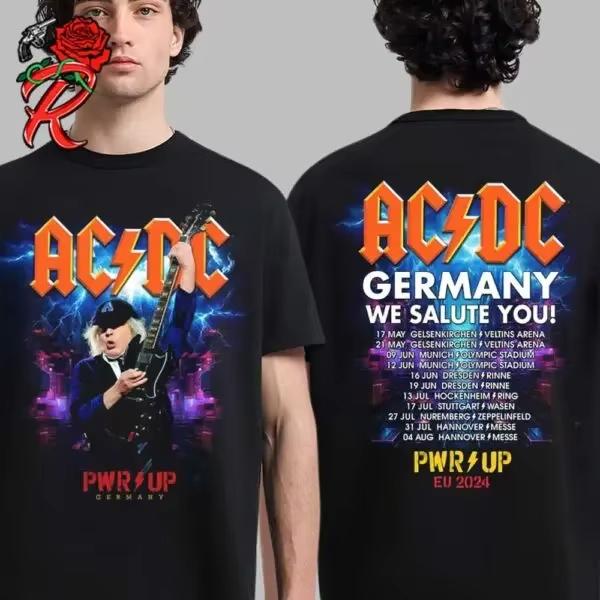 AC DC Band Concert Summer 2025 Europe Tour Poster Classic Men's and Women's T-shirt Parent-child Printed Short Sleeve