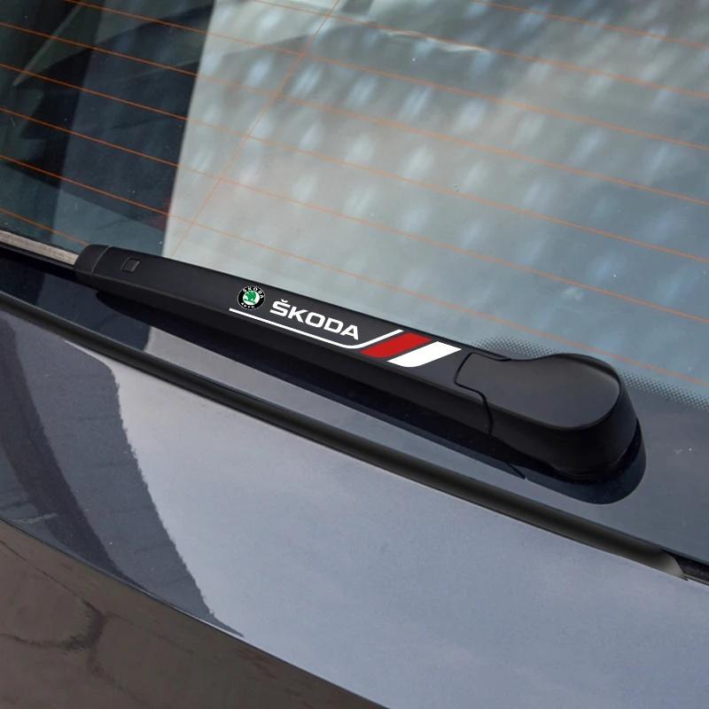 AAAAL1 Creative Sticker Logo Car Decor Decal Car Window Wiper Sticker For Skoda Octavia Kodiaq Kamiq Fabia Rapid Car Accessories Tools