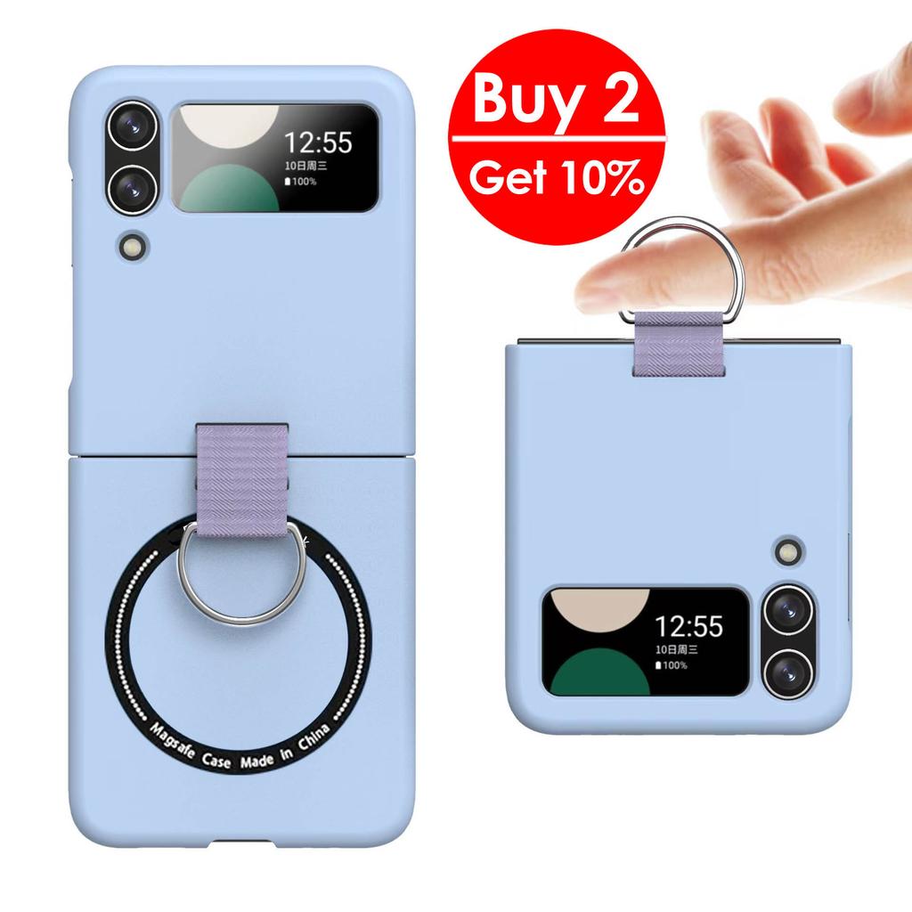 Anti-scratch Magsafe Ring Case for Samsung Galaxy Z Flip 6 5 4 5g Non-slip Holder Wireless Charging Cover for Samsung Z Flip3