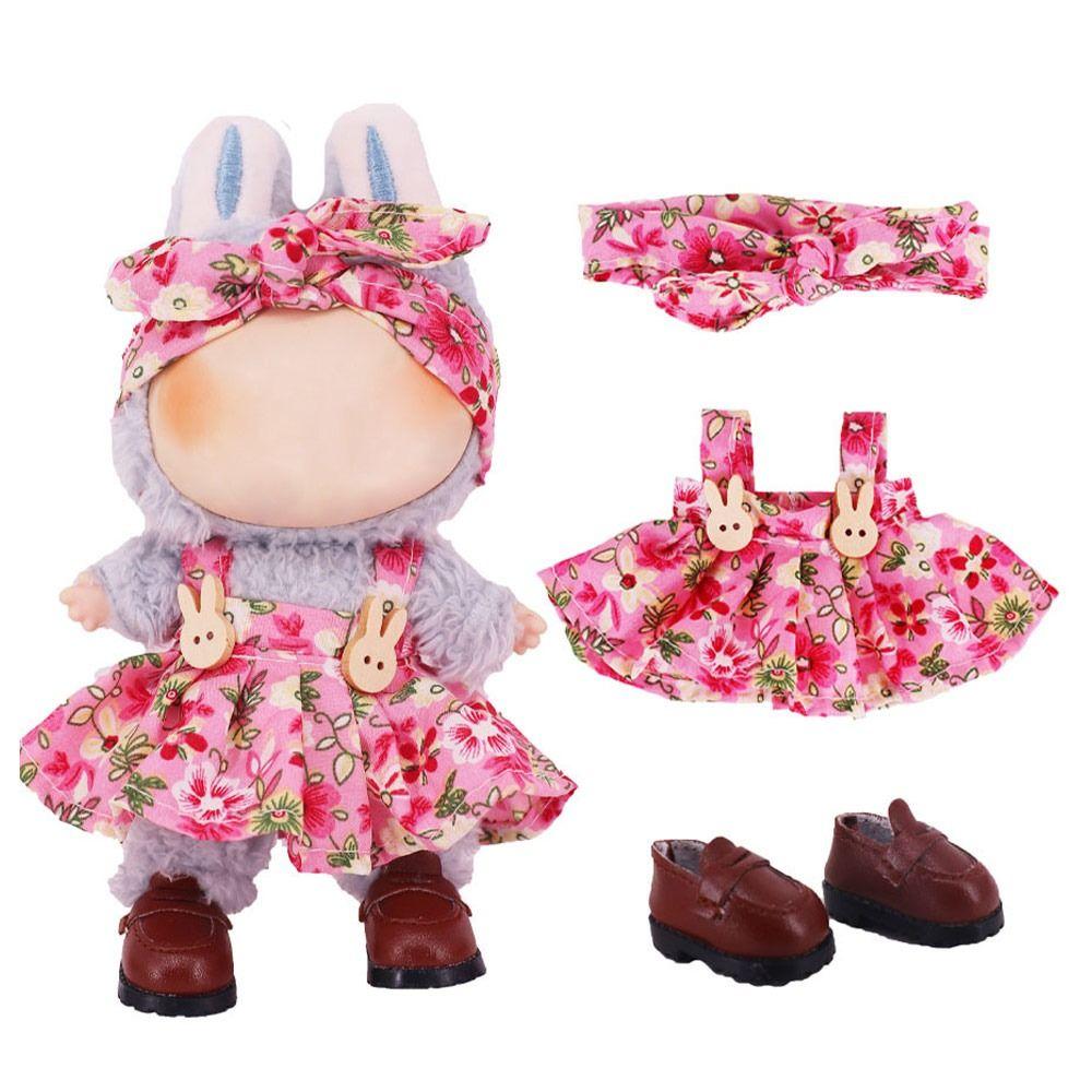 for 17Cm Plush Doll For Labubu Clothes Accessories Pants Skirts Cute Overall Doll Suspender Dress Holiday Gifts