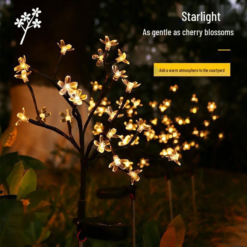 Outdoor Waterproof Solar Cherry Blossom Branch Lights for Garden and Lawn Decoration